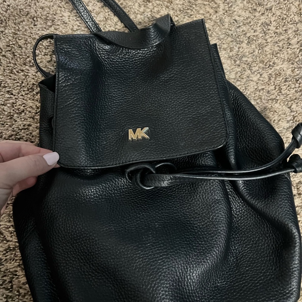 Michael Kors Black Pebbled Leather Backpack